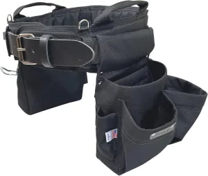 BOULDER BAG Ultimate Carpenter MAX Triple Combo with Comfort Back Support Tool Belt, Leather Belt Buckle, Heavy Duty Tool Bag, Black (3X-Large 49-56 Inches) | Made in USA