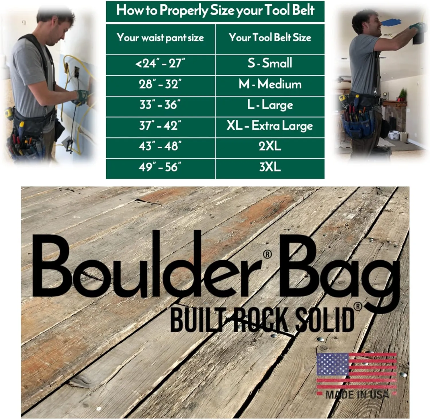 BOULDER BAG Ultimate Carpenter MAX Triple Combo with Comfort Back Support Tool Belt, Leather Belt Buckle, Heavy Duty Tool Bag, Black (3X-Large 49-56 Inches) | Made in USA