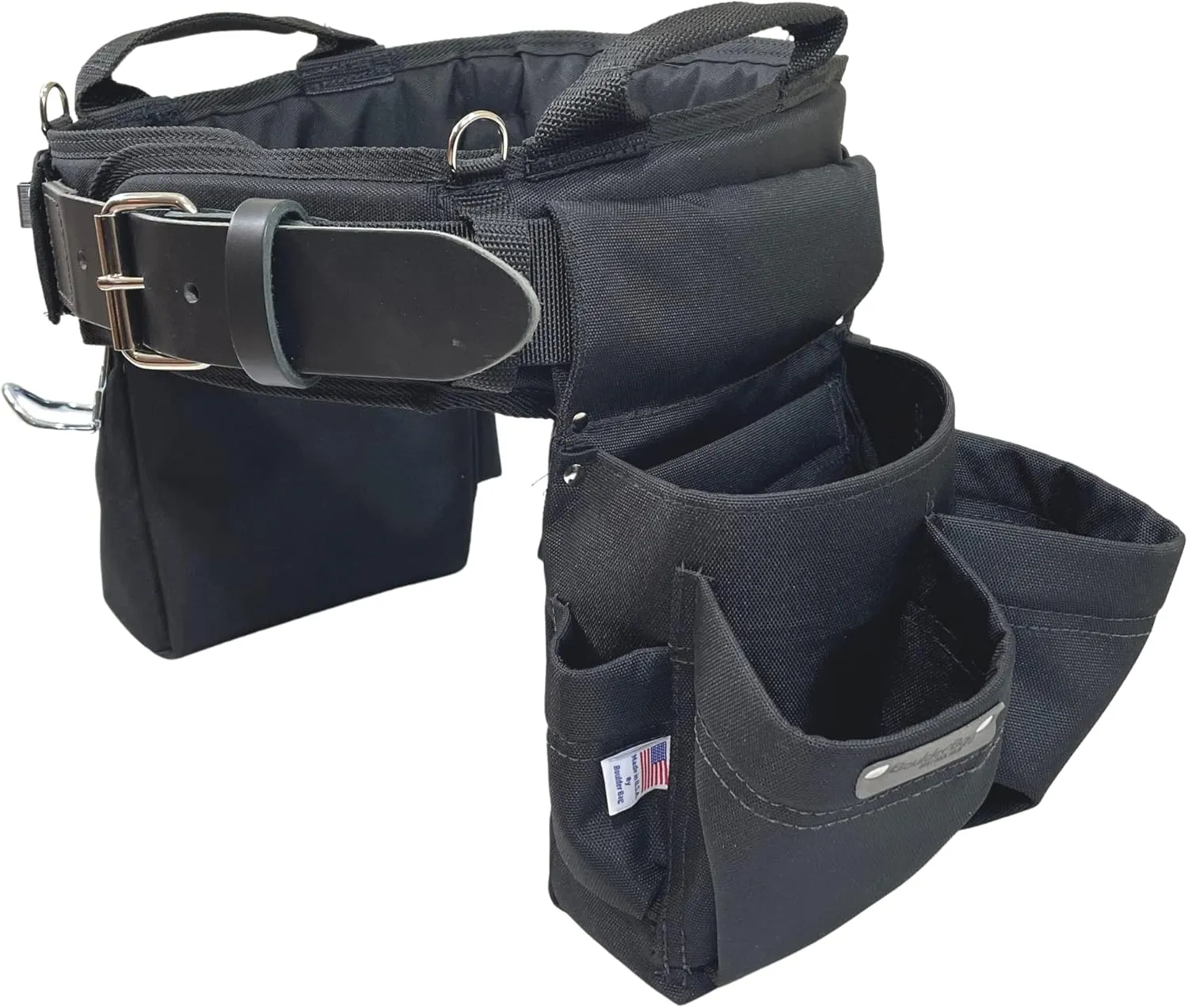 BOULDER BAG Ultimate Carpenter MAX Triple Combo with Comfort Back Support Tool Belt, Leather Belt Buckle, Heavy Duty Tool Bag, Black (3X-Large 49-56 Inches) | Made in USA