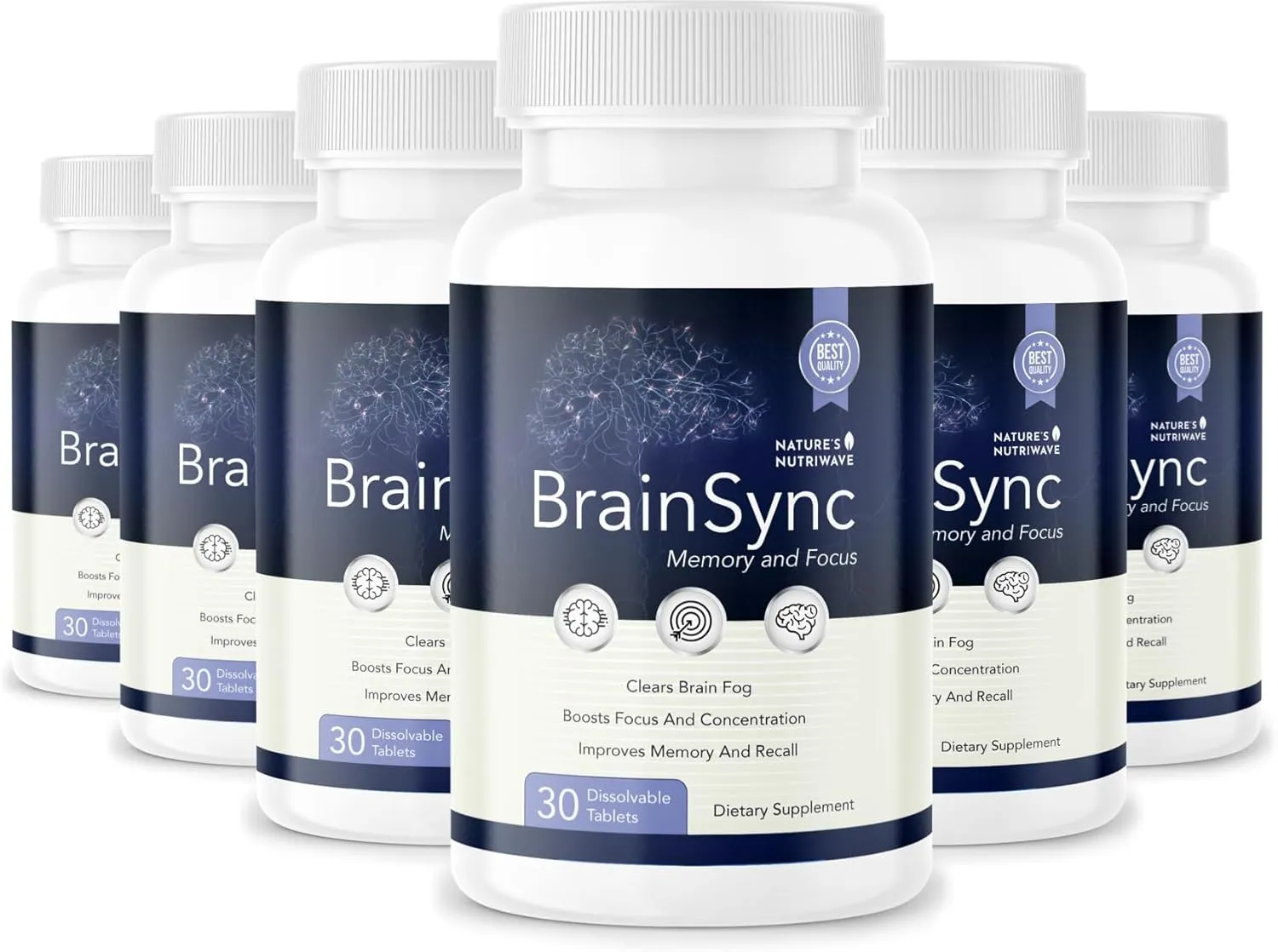 BrainSync Brain Probiotics, Brain Supplements for Memory and Focus, Brain Health Supplements with 3.6 Billion CFU | Brain Function, Focus, Memory & Cognitive Health | 30 Tablets, 6 Month Supply