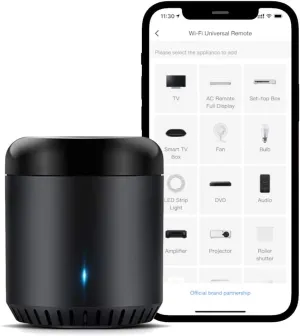 Broadlink WiFi Smart Home Hub RM Mini 3 (2.4 GHz Wi-Fi Only) IR Automation Learning Universal Remote Control for TV Compatible with Alexa, Google Home, IFTTT