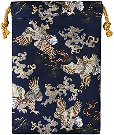 Brocade drawstring bag, lined with Nishijin brocade, 2, size M. (Konwashimatsu)