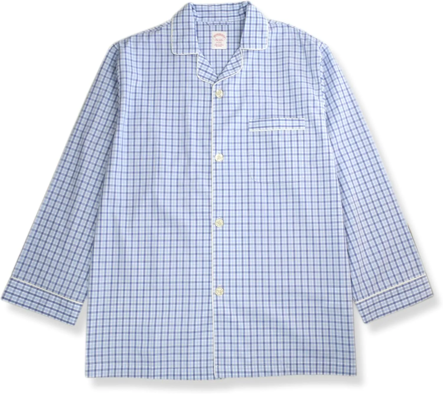 Brooks Brothers Mens Cotton Two Piece Pajama Shirt and Pants Lounge Set,