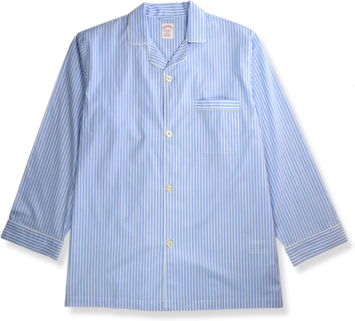 Brooks Brothers Mens Cotton Two Piece Pajama Shirt and Pants Lounge Set,