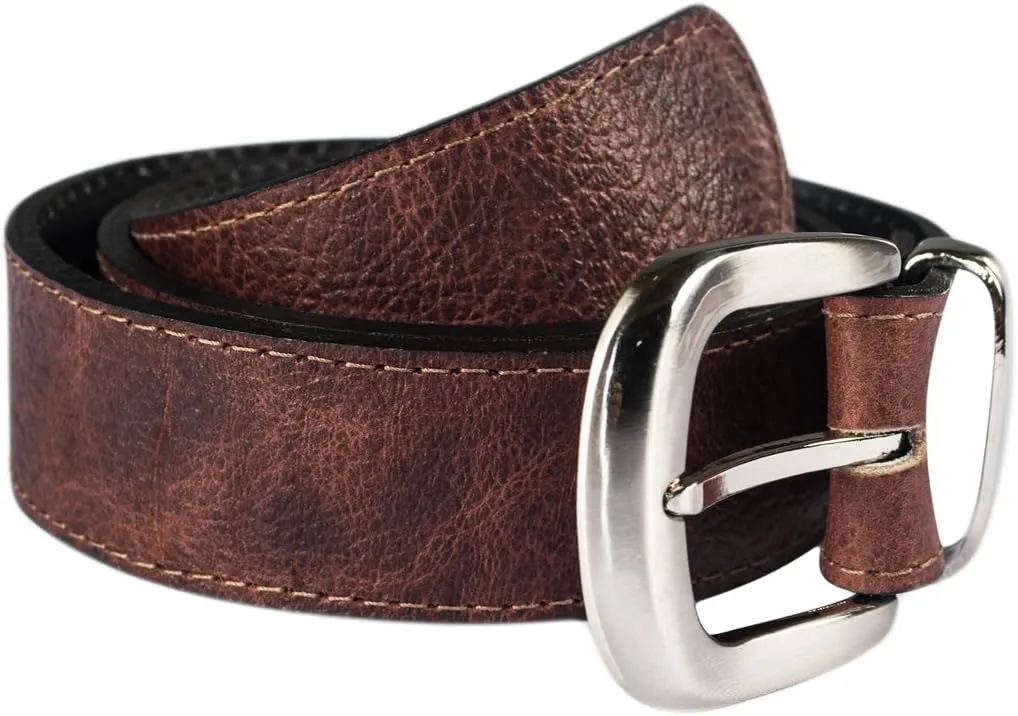 Brown Leather Money Belt with Interchangeable Buckle