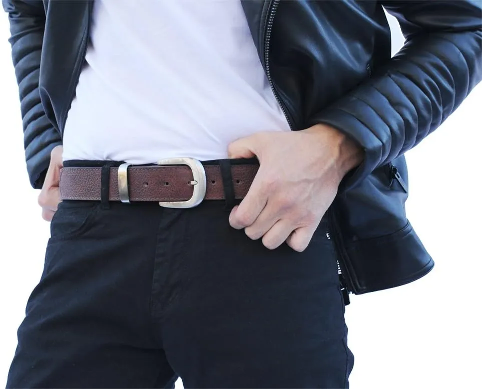Brown Leather Money Belt with Interchangeable Buckle