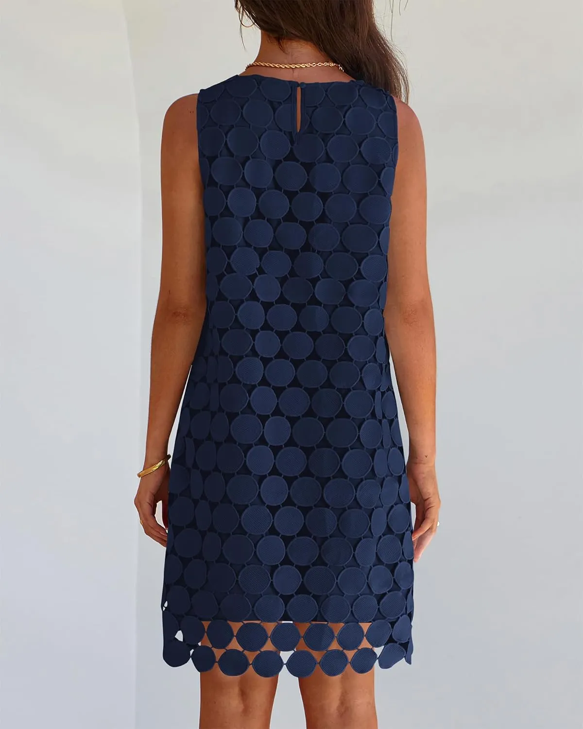 BTFBM Women Hollow Out Circle Embroidered Short Dresses Summer Casual Sleeveless Vacation Party Cocktail Tank Dress