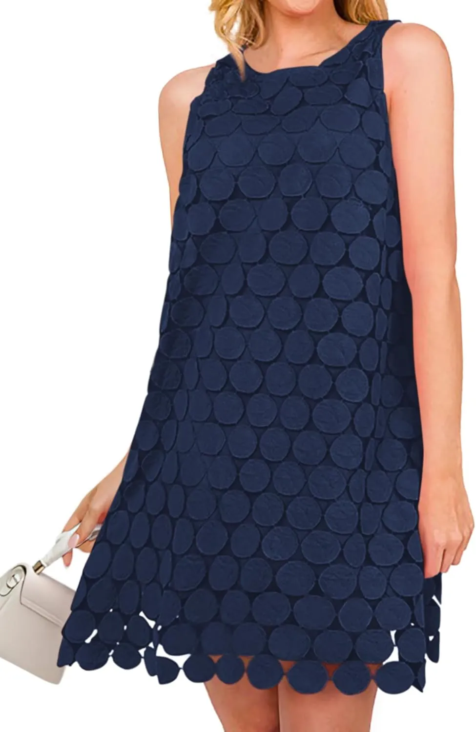 BTFBM Women Hollow Out Circle Embroidered Short Dresses Summer Casual Sleeveless Vacation Party Cocktail Tank Dress