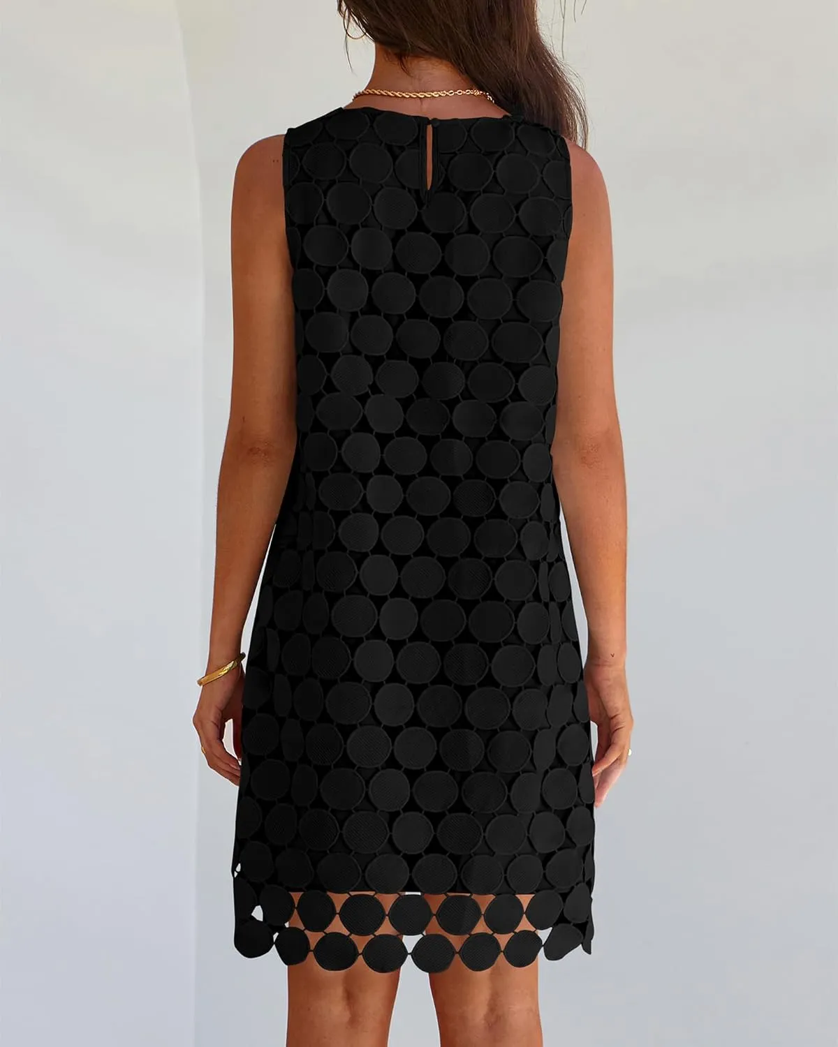 BTFBM Women Hollow Out Circle Embroidered Short Dresses Summer Casual Sleeveless Vacation Party Cocktail Tank Dress
