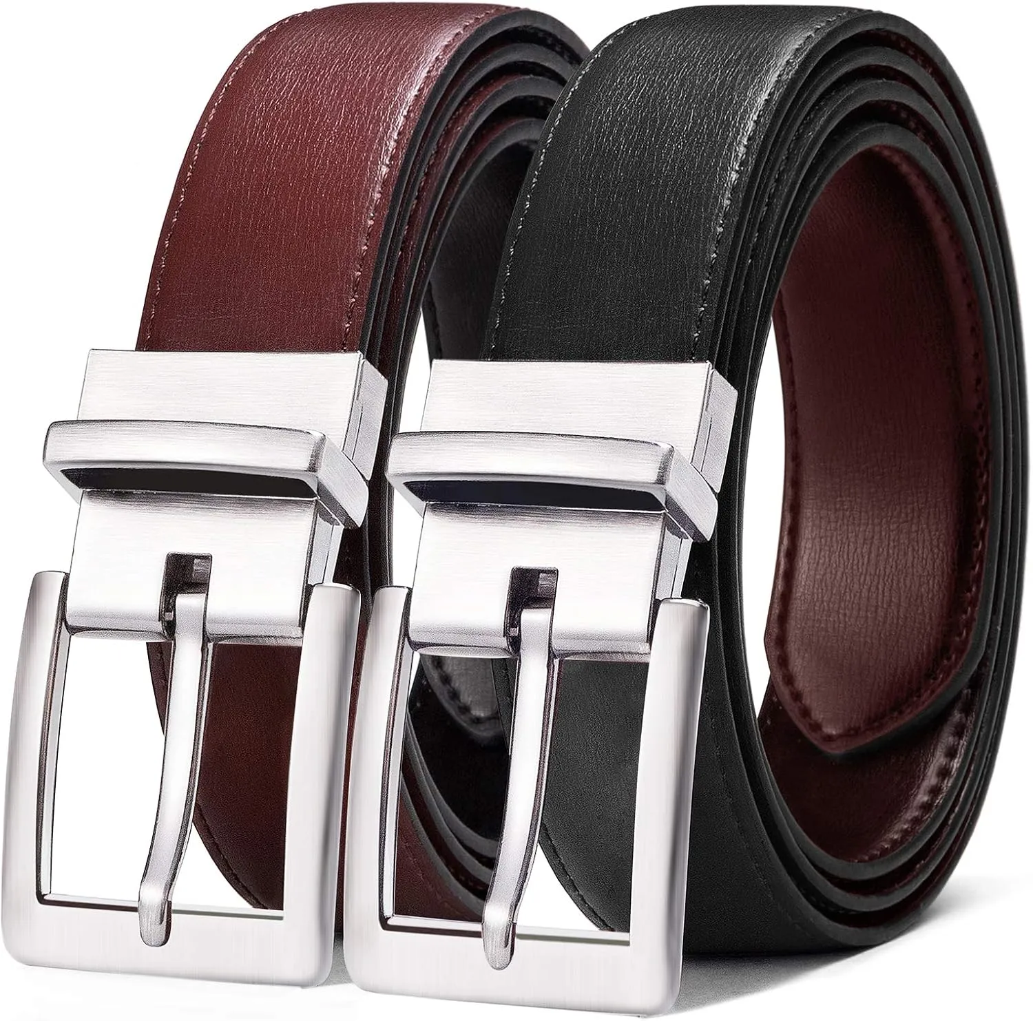 BULLIANT Men's Belt,Reversible Belt Adjustable For Gift Men 1.25”-Cut For Fit-2 Sides in 1 Belt(Not 2)