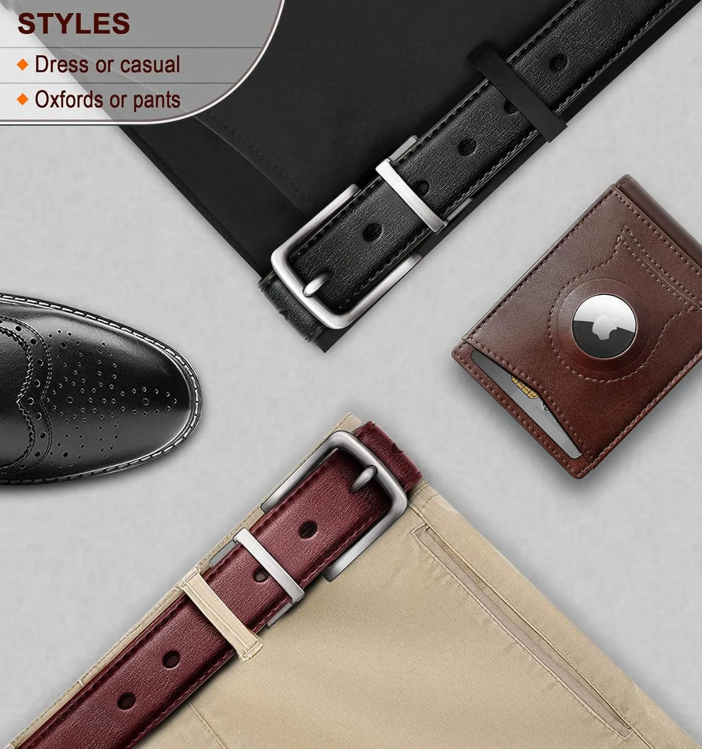 BULLIANT Men's Belt,Reversible Belt Adjustable For Gift Men 1.25”-Cut For Fit-2 Sides in 1 Belt(Not 2)