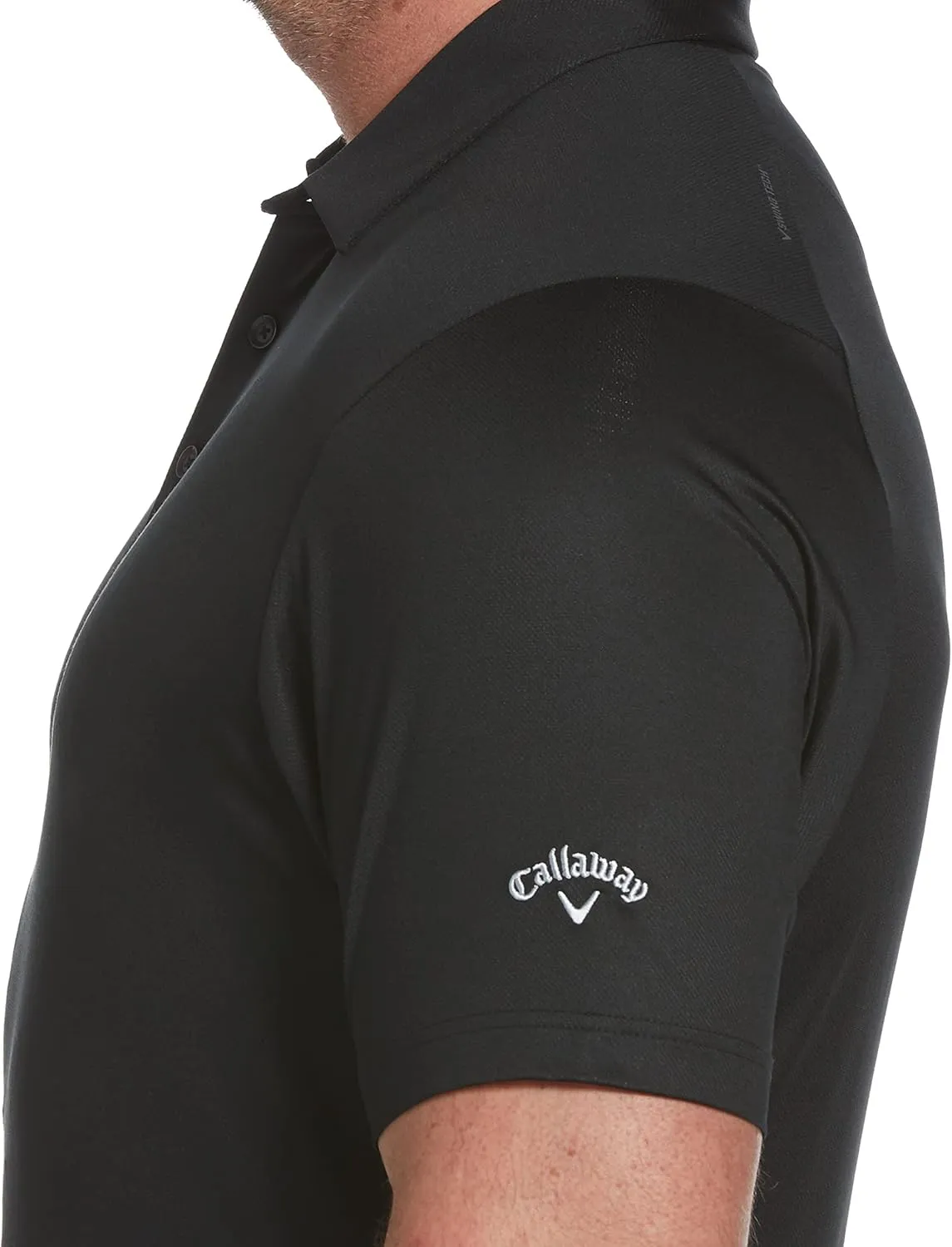 Callaway Men's Swing Tech Mini Print Short Sleeve Golf Polo Shirt, Moisture-Wicking, Ventilated Fabric, Sun Protection