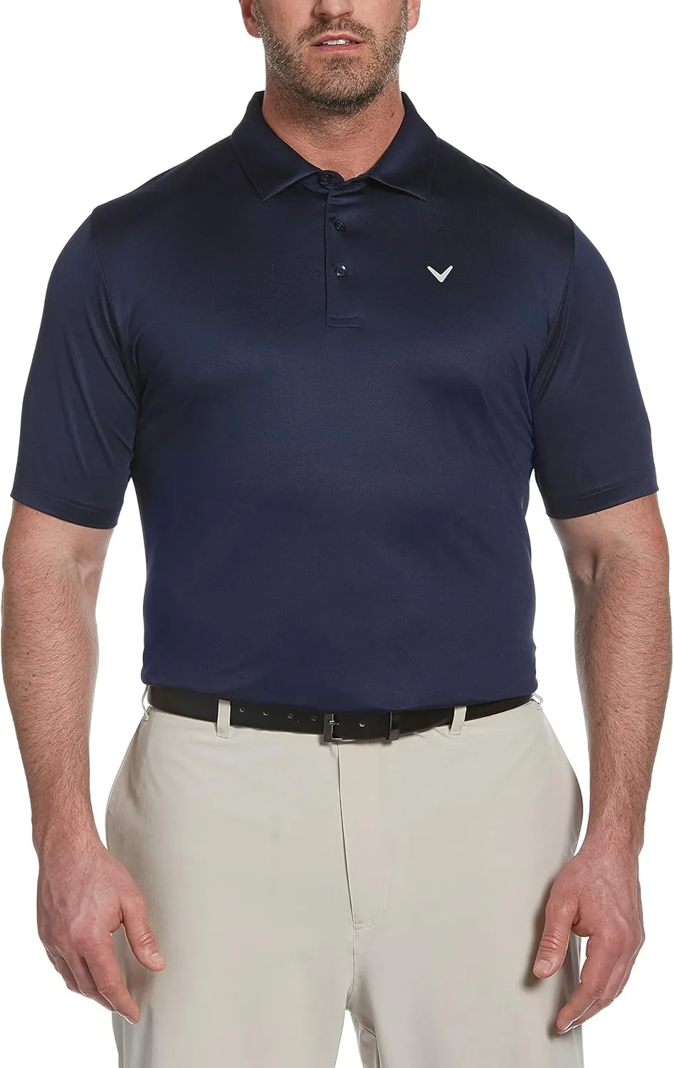 Callaway Men's Swing Tech Mini Print Short Sleeve Golf Polo Shirt, Moisture-Wicking, Ventilated Fabric, Sun Protection