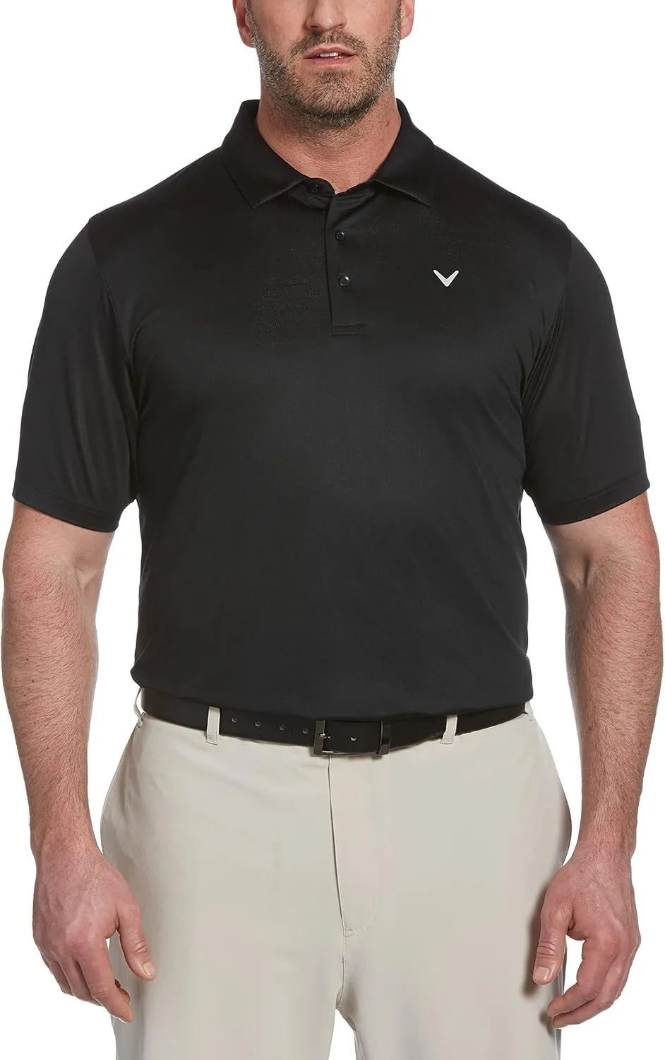 Callaway Men's Swing Tech Mini Print Short Sleeve Golf Polo Shirt, Moisture-Wicking, Ventilated Fabric, Sun Protection