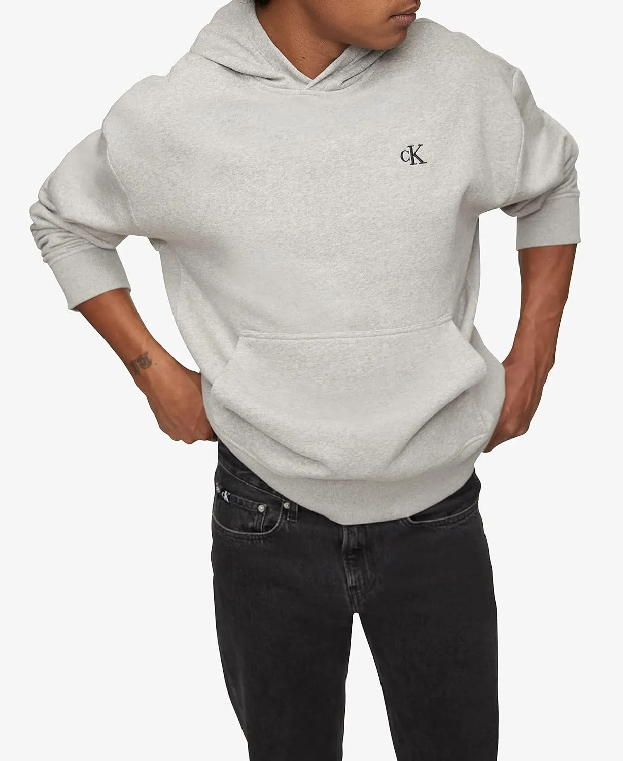 Calvin Klein Men's Relaxed Fit Monogram Logo Fleece Hoodie