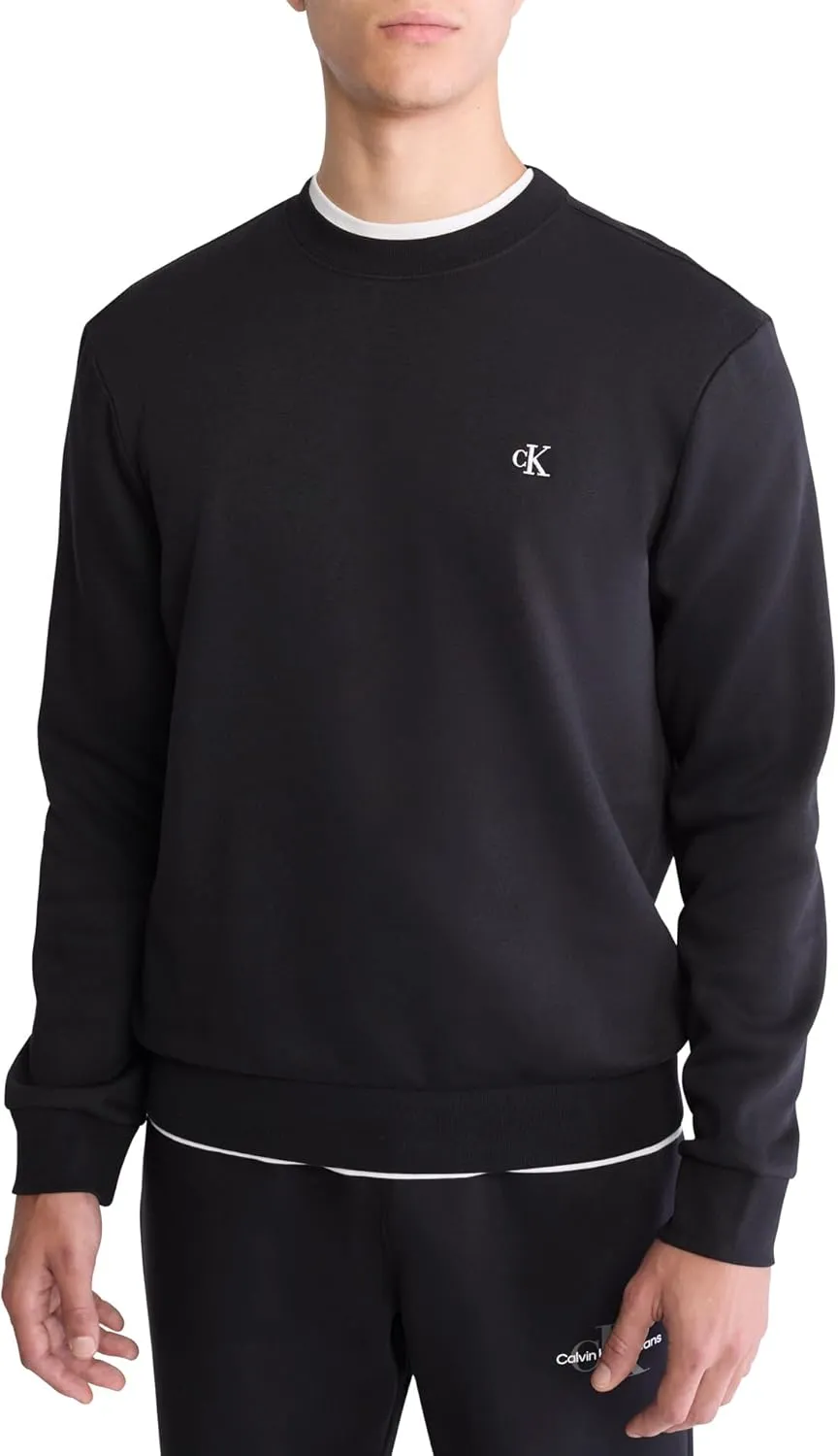 Calvin Klein Men's Relaxed Fit Monogram Logo Fleece Sweatshirt