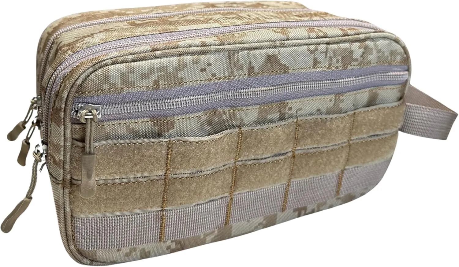 Camo Travel Toiletry Bag - 1000D Polyester Organizer Bag - Multiple Storage Compartments, Front & Back Molle Webbings - Rectangular Shape Upgraded Design - Ideal for Travel, Camping & Tools Storage
