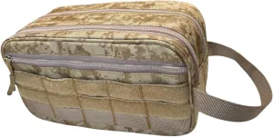 Camo Travel Toiletry Bag - 1000D Polyester Organizer Bag - Multiple Storage Compartments, Front & Back Molle Webbings - Rectangular Shape Upgraded Design - Ideal for Travel, Camping & Tools Storage
