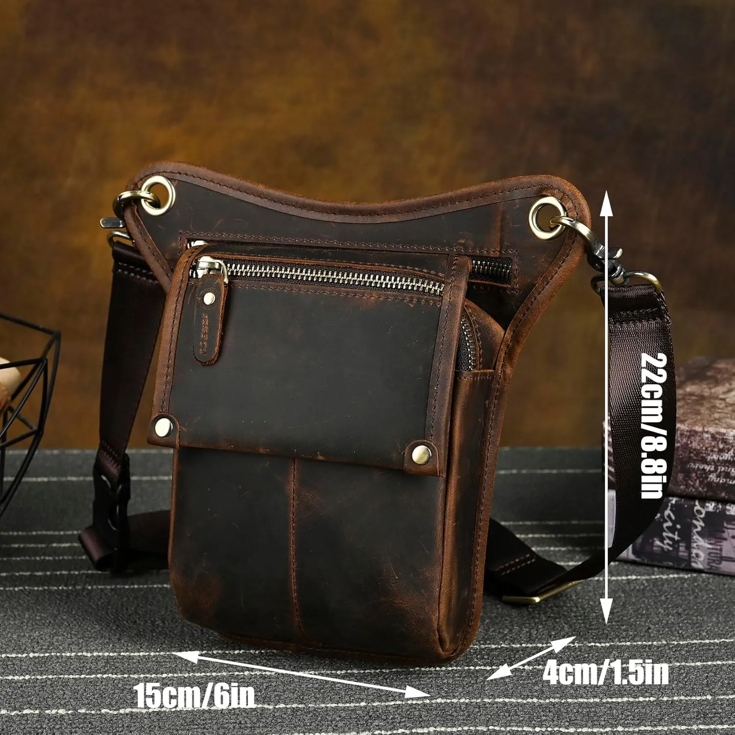 Canvas   Leather Motorcycle Travel Fanny Waist Pack Drop Thigh Leg Bag Pouch For Men Women FB2141