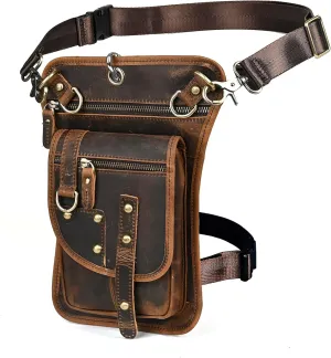 Canvas   Leather Motorcycle Travel Fanny Waist Pack Drop Thigh Leg Bag Pouch For Men Women FB2141