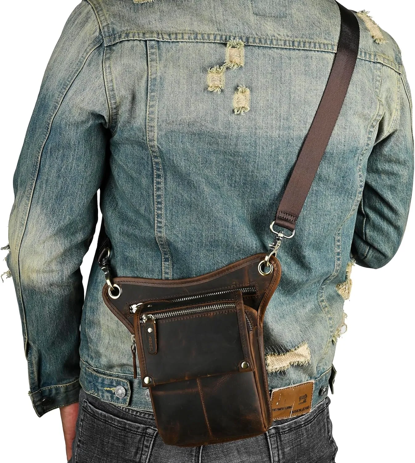 Canvas   Leather Motorcycle Travel Fanny Waist Pack Drop Thigh Leg Bag Pouch For Men Women FB2141