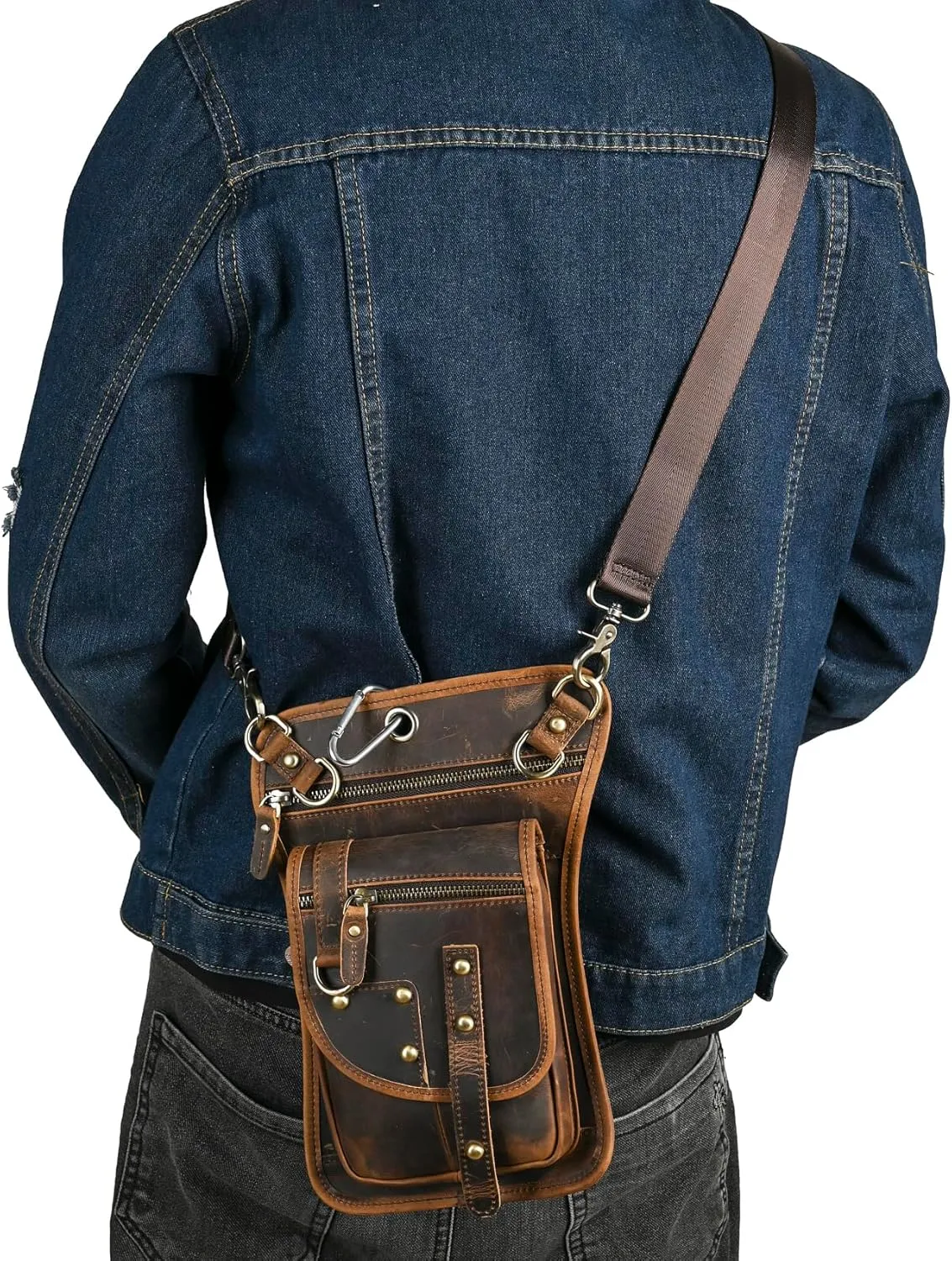 Canvas   Leather Motorcycle Travel Fanny Waist Pack Drop Thigh Leg Bag Pouch For Men Women FB2141