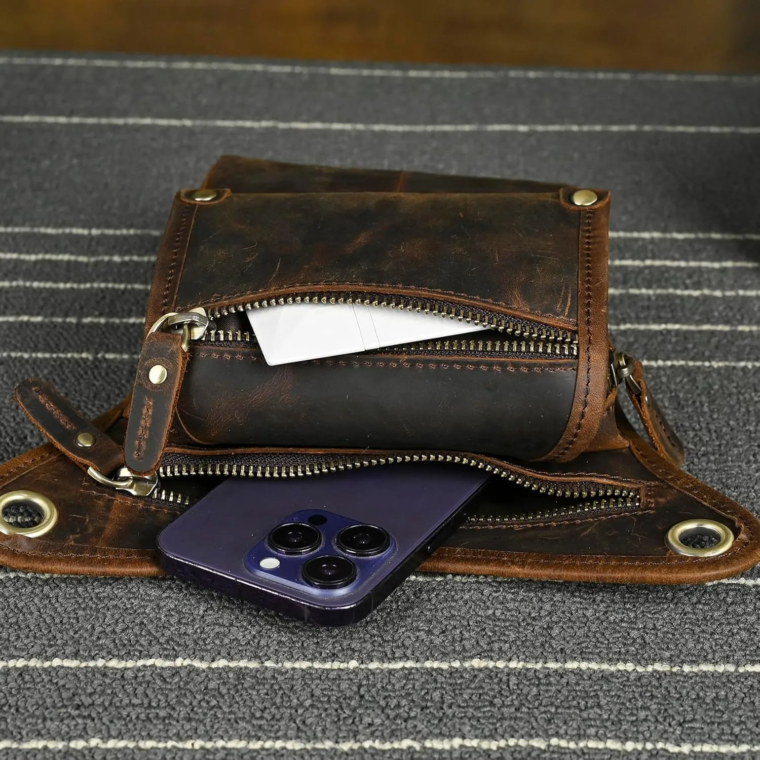 Canvas   Leather Motorcycle Travel Fanny Waist Pack Drop Thigh Leg Bag Pouch For Men Women FB2141