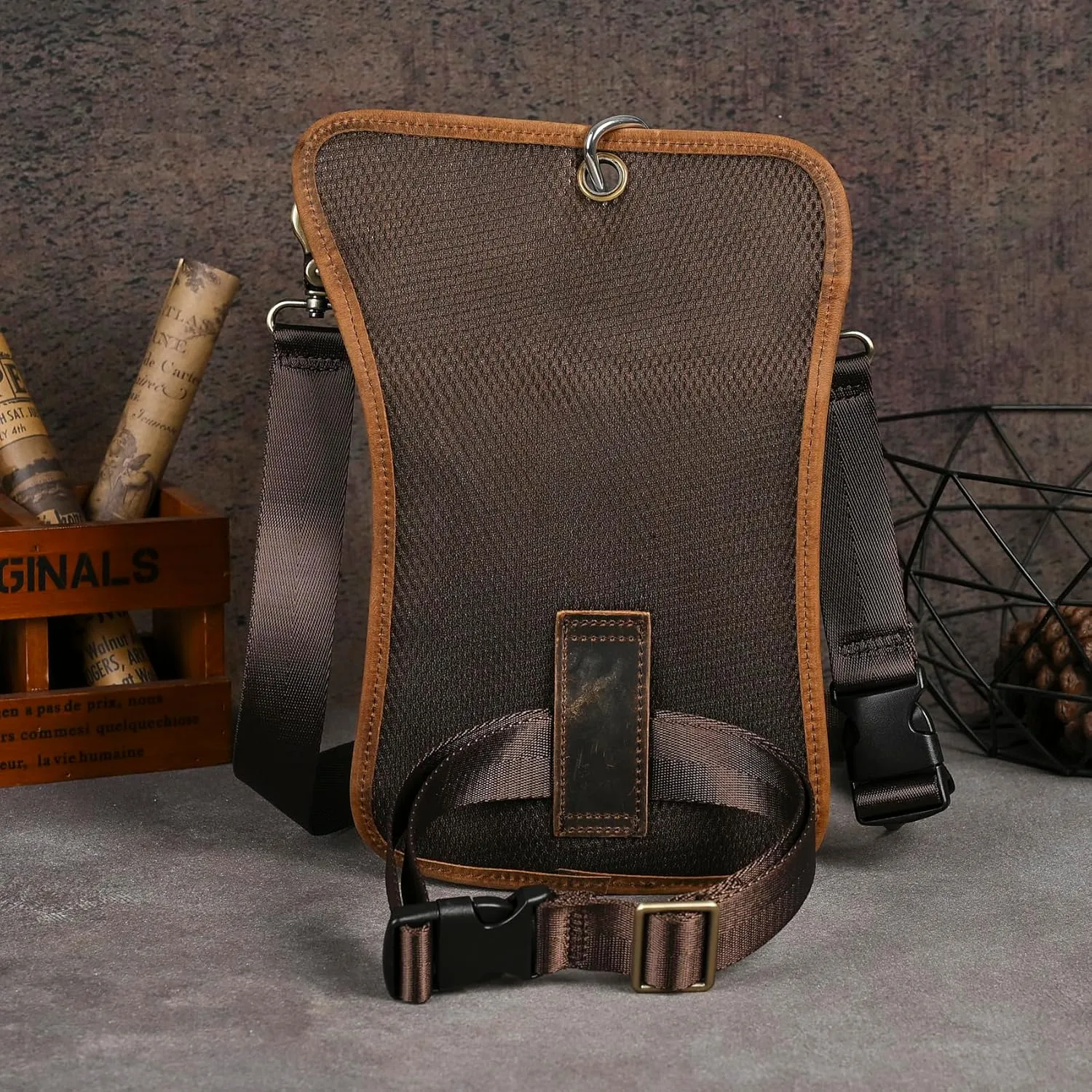 Canvas   Leather Motorcycle Travel Fanny Waist Pack Drop Thigh Leg Bag Pouch For Men Women FB2141