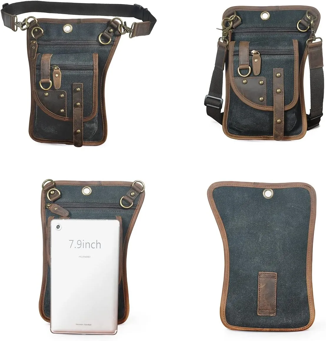 Canvas   Leather Motorcycle Travel Fanny Waist Pack Drop Thigh Leg Bag Pouch For Men Women FB2141