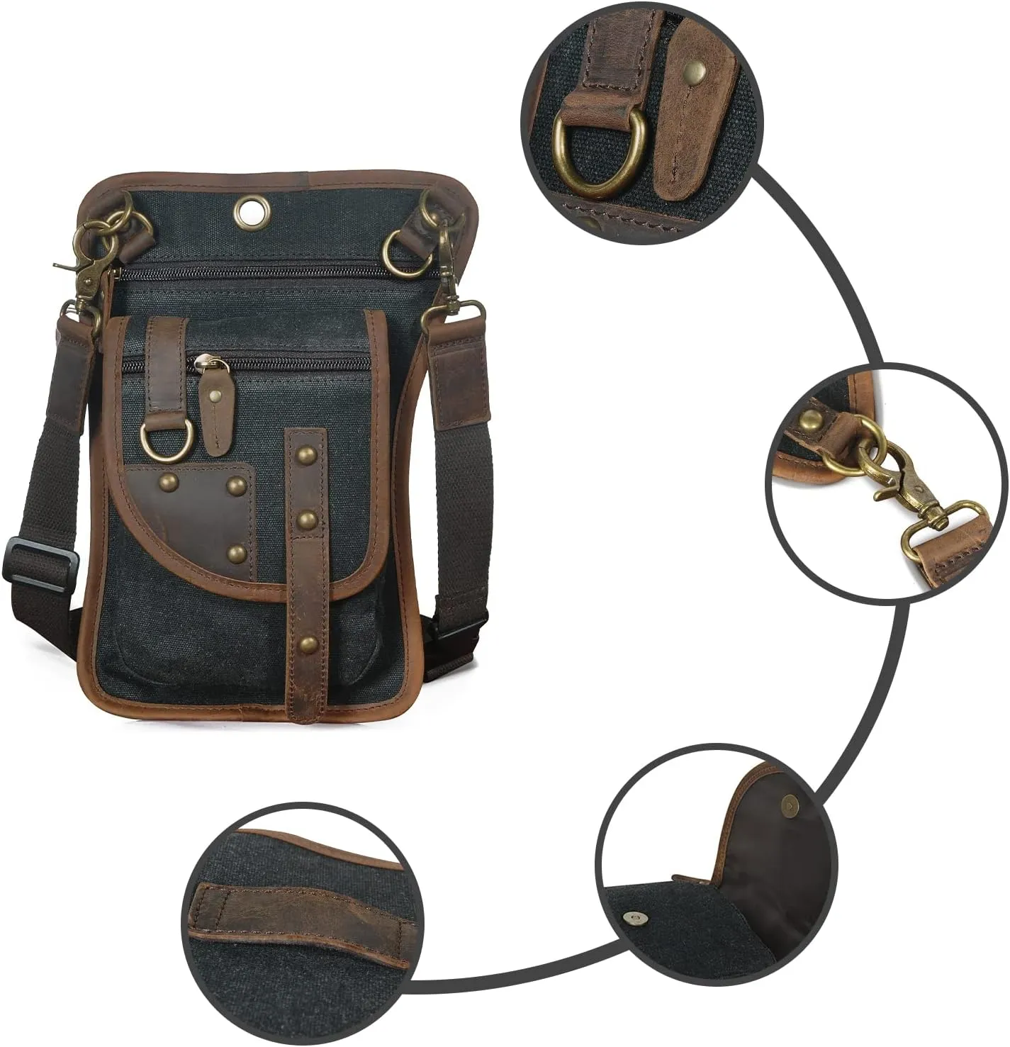 Canvas   Leather Motorcycle Travel Fanny Waist Pack Drop Thigh Leg Bag Pouch For Men Women FB2141