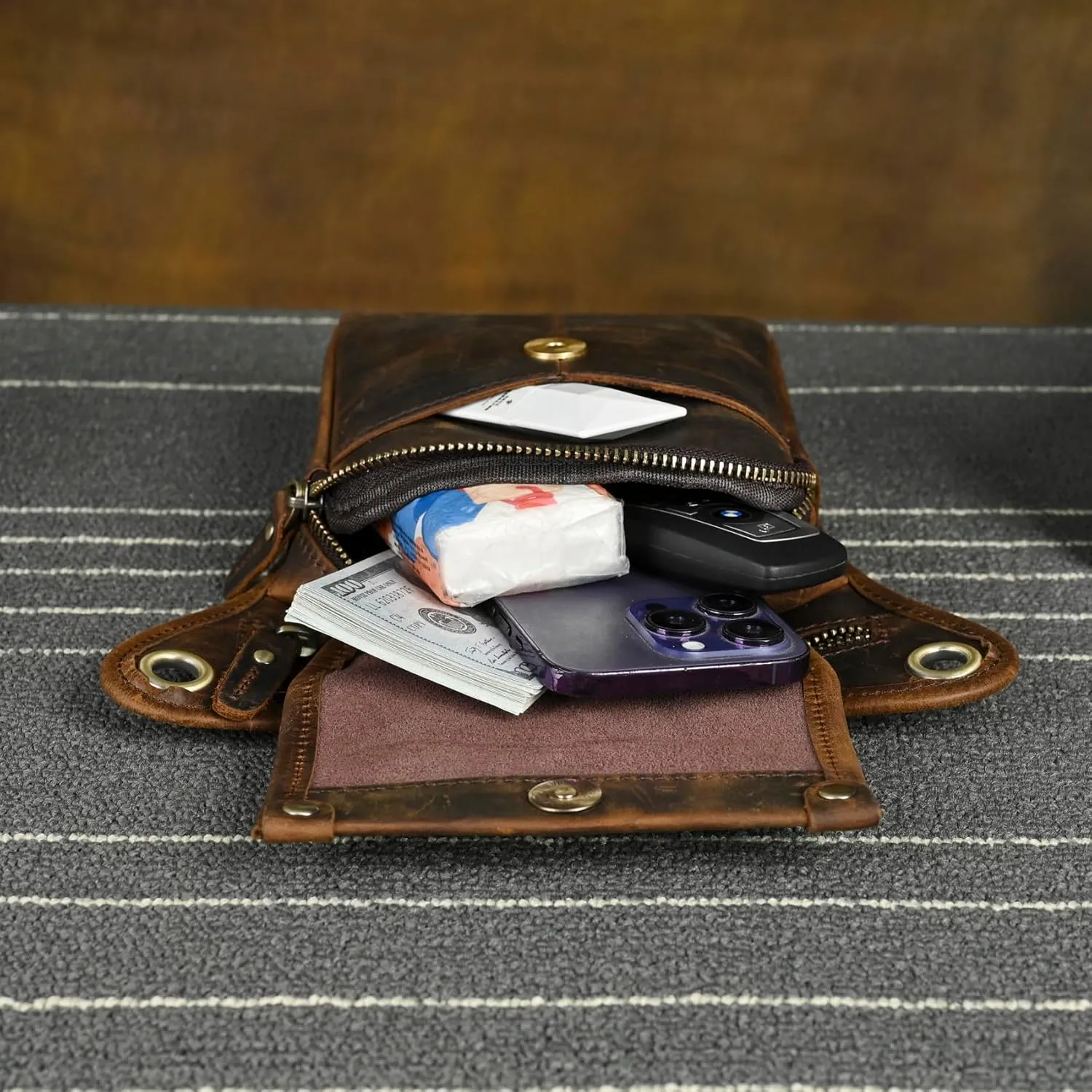 Canvas   Leather Motorcycle Travel Fanny Waist Pack Drop Thigh Leg Bag Pouch For Men Women FB2141