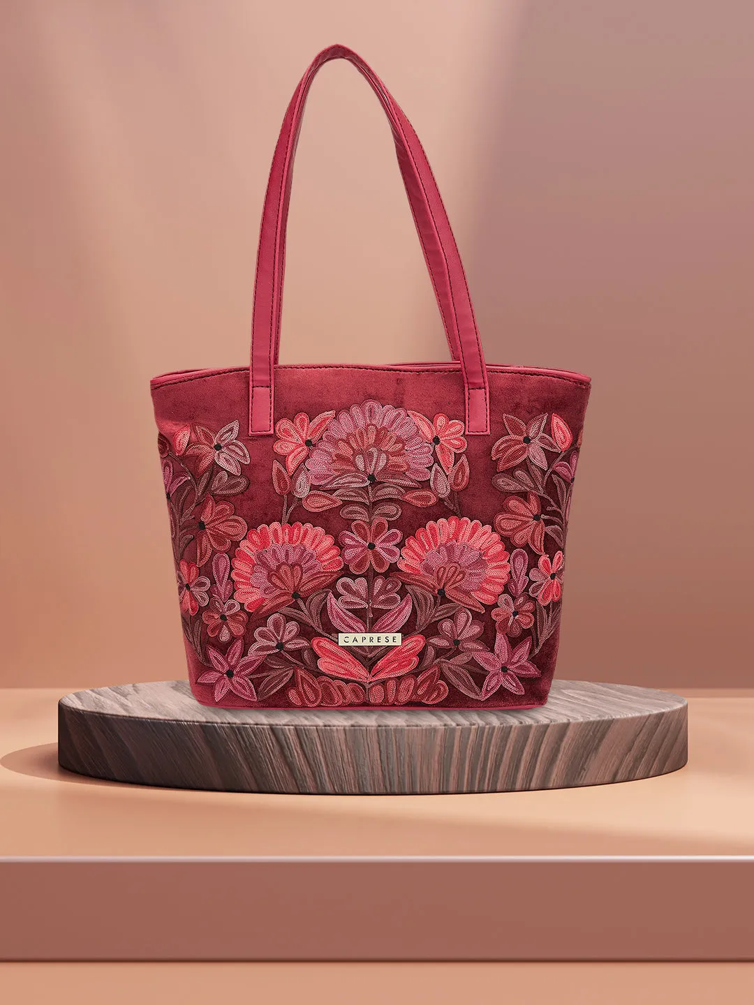 Caprese Tresna Medium Maroon Tote Bag
