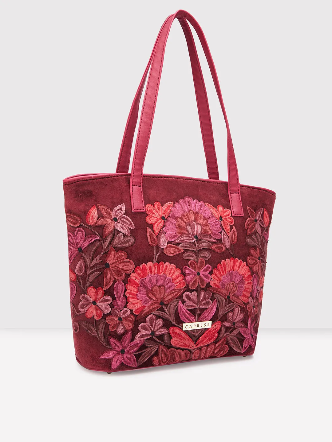 Caprese Tresna Medium Maroon Tote Bag