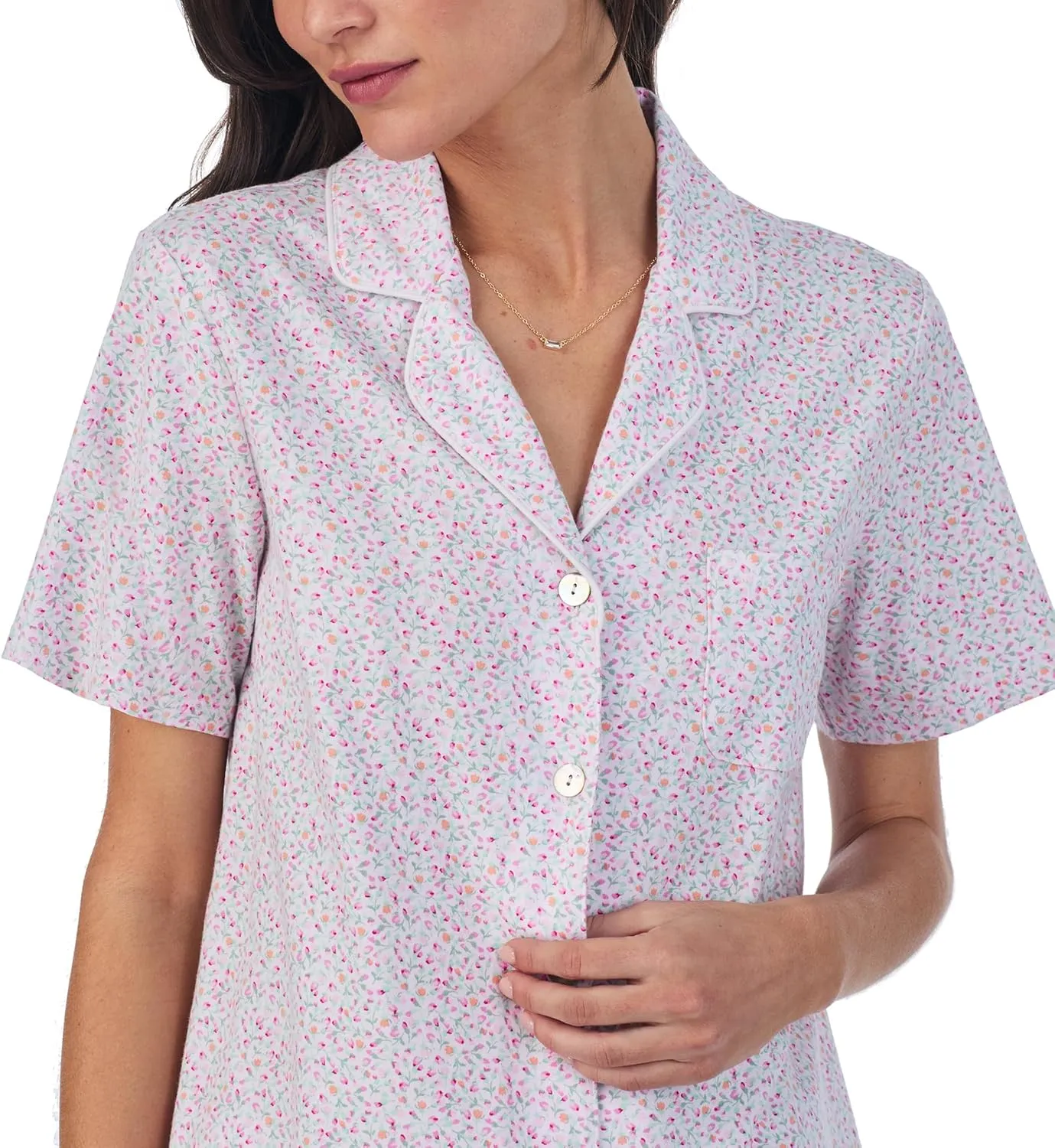 Carole Hochman Pajama Sets for Women 2 Piece Cotton Knit Short Sleeve Button Down Bermuda Short PJ Set