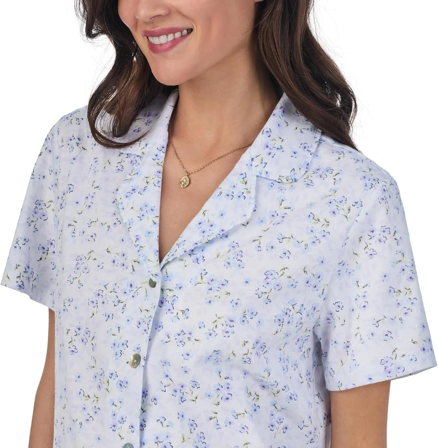 Carole Hochman Pajama Sets for Women 2 Piece Cotton Knit Short Sleeve Button Down Capri Pant PJ Set