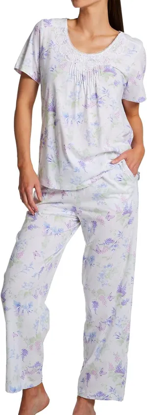 Carole Hochman Women's Butterfly Garden Short Sleeve Long PJ Set, CH92656, Butterfly Garden, M