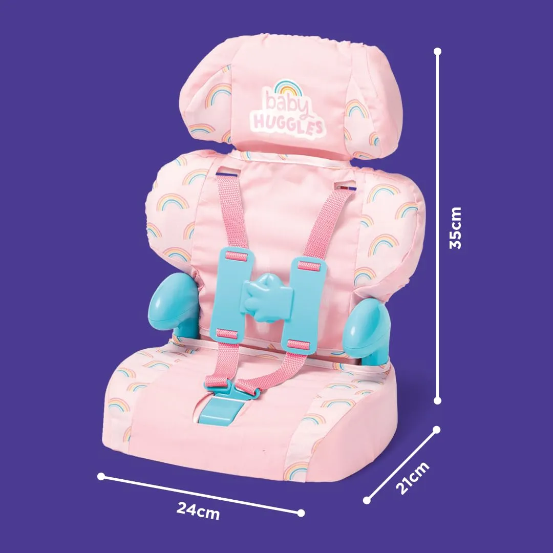 Casdon Baby Huggles Toys - Pink Booster Seat - Car Seat For Dolls with Adjustable Headrest & Buckles - Fits Dolls Sizes Up to 14" - Suitable for Preschool Toys - Playset for Children Aged 3 