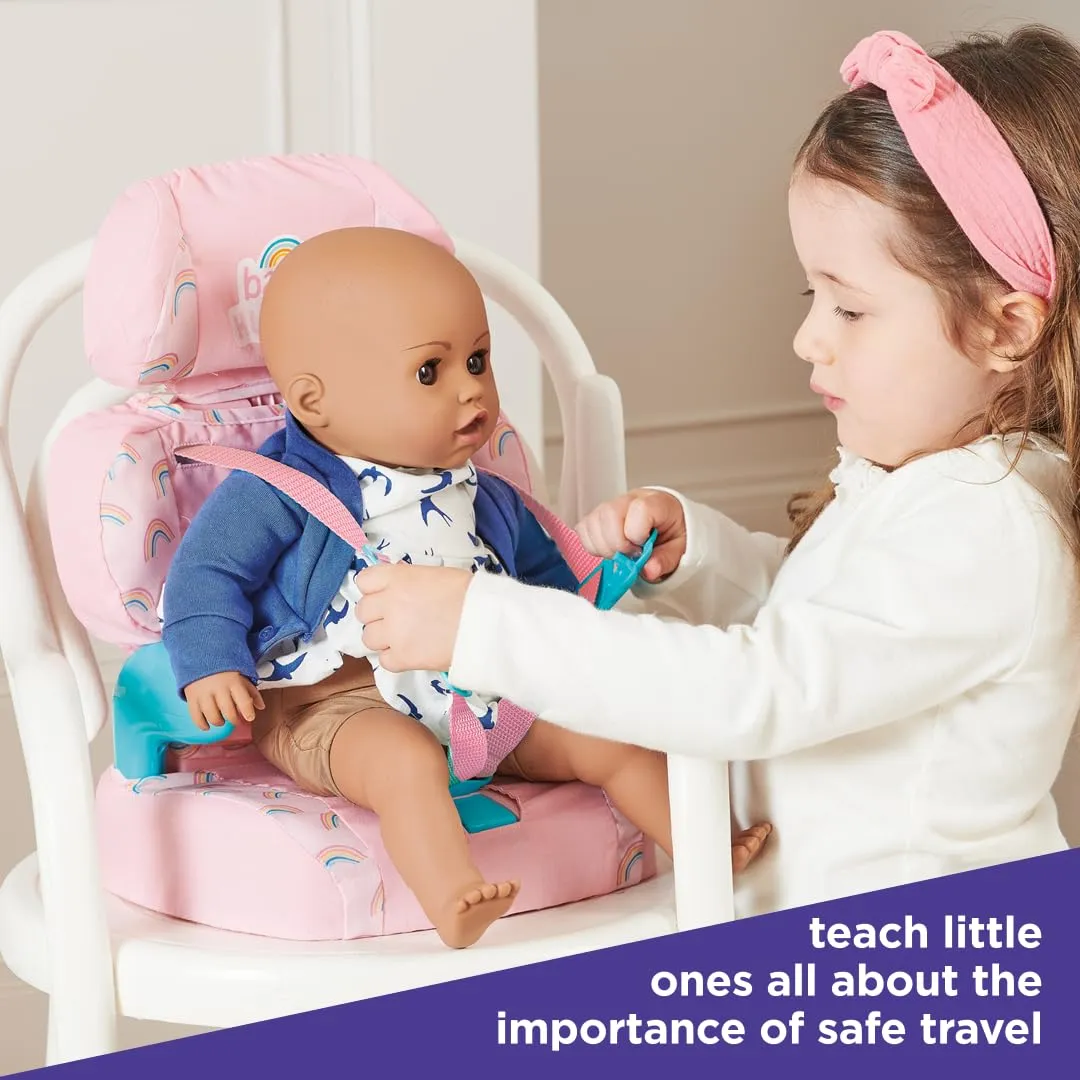 Casdon Baby Huggles Toys - Pink Booster Seat - Car Seat For Dolls with Adjustable Headrest & Buckles - Fits Dolls Sizes Up to 14" - Suitable for Preschool Toys - Playset for Children Aged 3 