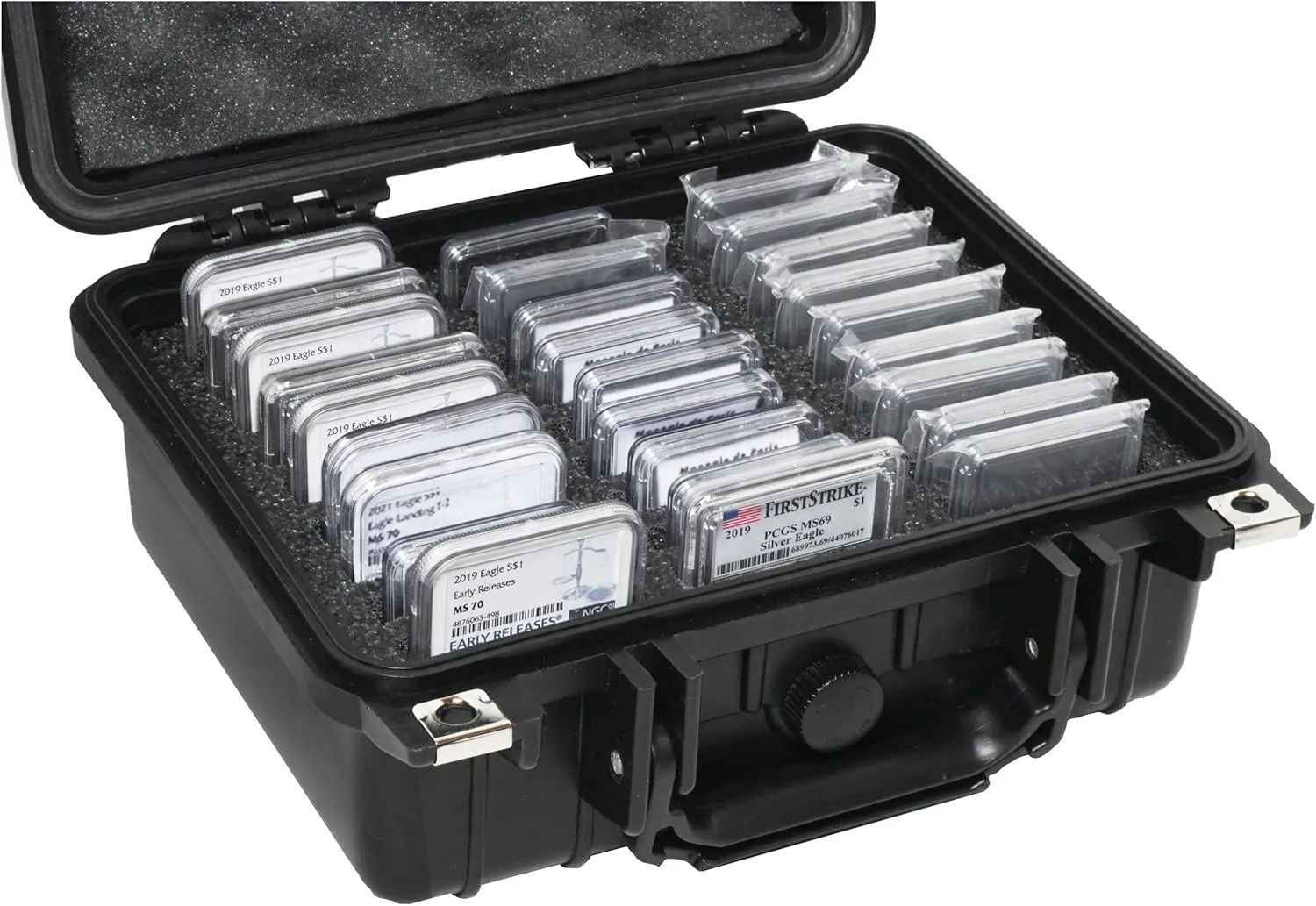 Case Club 27-45 Graded Coin Slab Storage and Travel Holder - Fits PCGS, NGC, Slotted Foam Separation, Hard Shell Plastic Case