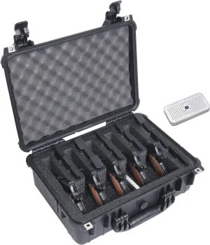 Case Club 5 Pistol and 20 Magazine Pre-Cut Heavy Duty Waterproof Case with Included Silica Gel Canister to Help Prevent Gun Rust (Upgraded Gen-3)