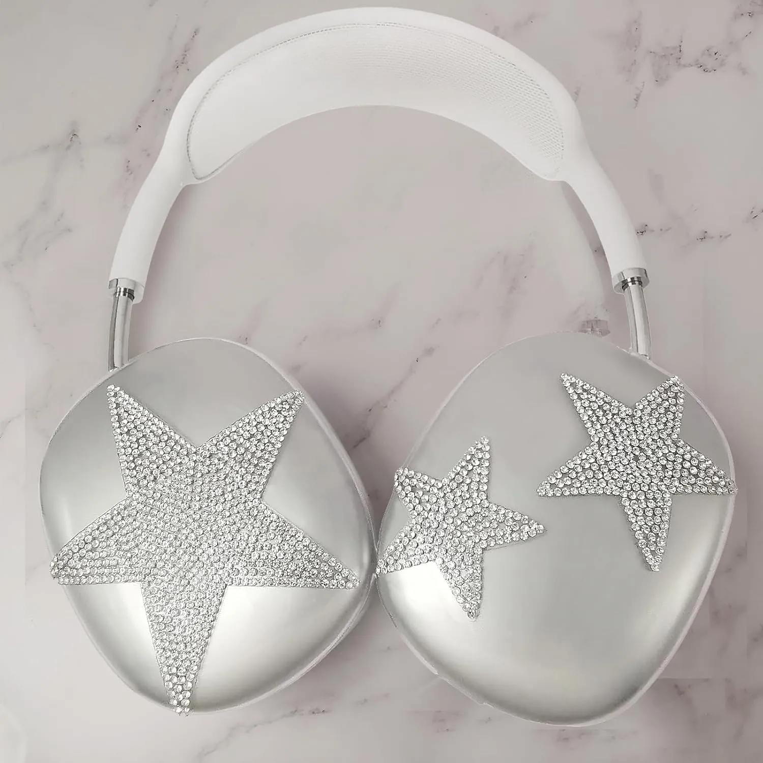 Case Cover for AirPods Max Glittering Rhinestones Stars, Clear Sparkling Cute Soft Cases for Women Accessories Protective Cover for Apple AirPods Max (Starry Sky)