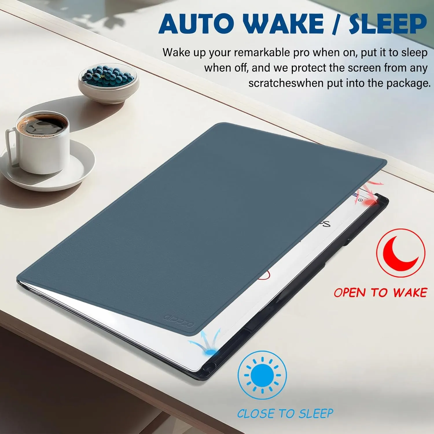 Case for Remarkable Paper Pro Tablet 11.8" (Released in 2024), Hard Back Shell Protective Book Folio Cover with Built-in Pen Holder, with Auto Sleep/Wake Function.