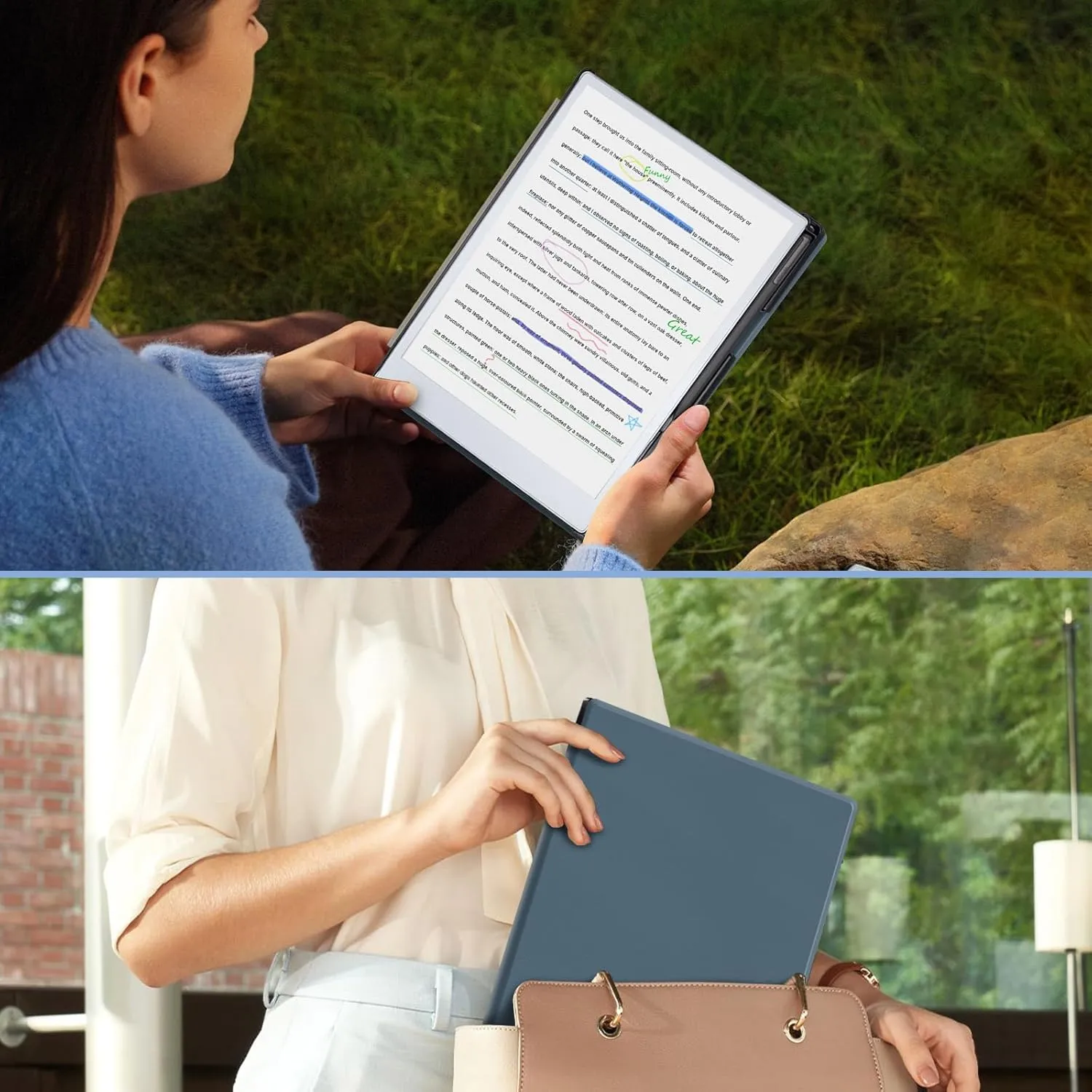 Case for Remarkable Paper Pro Tablet 11.8" (Released in 2024), Hard Back Shell Protective Book Folio Cover with Built-in Pen Holder, with Auto Sleep/Wake Function.