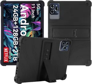 Case for TABWEE T90 Tablet 11 inch,Soft Silicone Protector Cover,Kids Friendly,Adjustable Stand Tablet Cover,4 Corners Thicken Shockproof,Black
