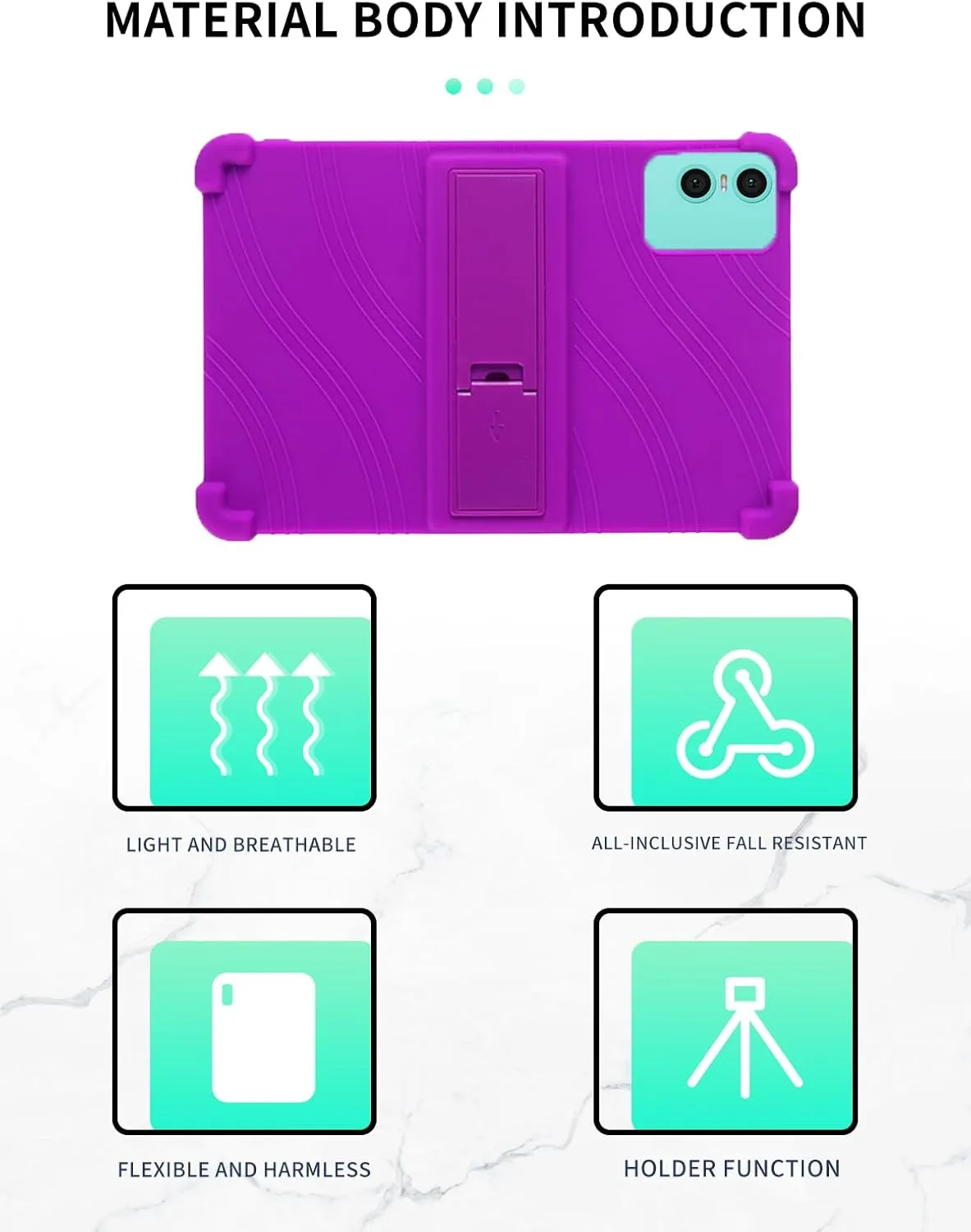 Case for Teclast P30/P30T Android 14 Tablets, 10 Inch Tablet 2024- Soft Silicone Shock Proof Lightweight Stand Rubber Shell Protective Cover,Kids Friendly Soft Silicone Adjustable Stand Cover,Purple