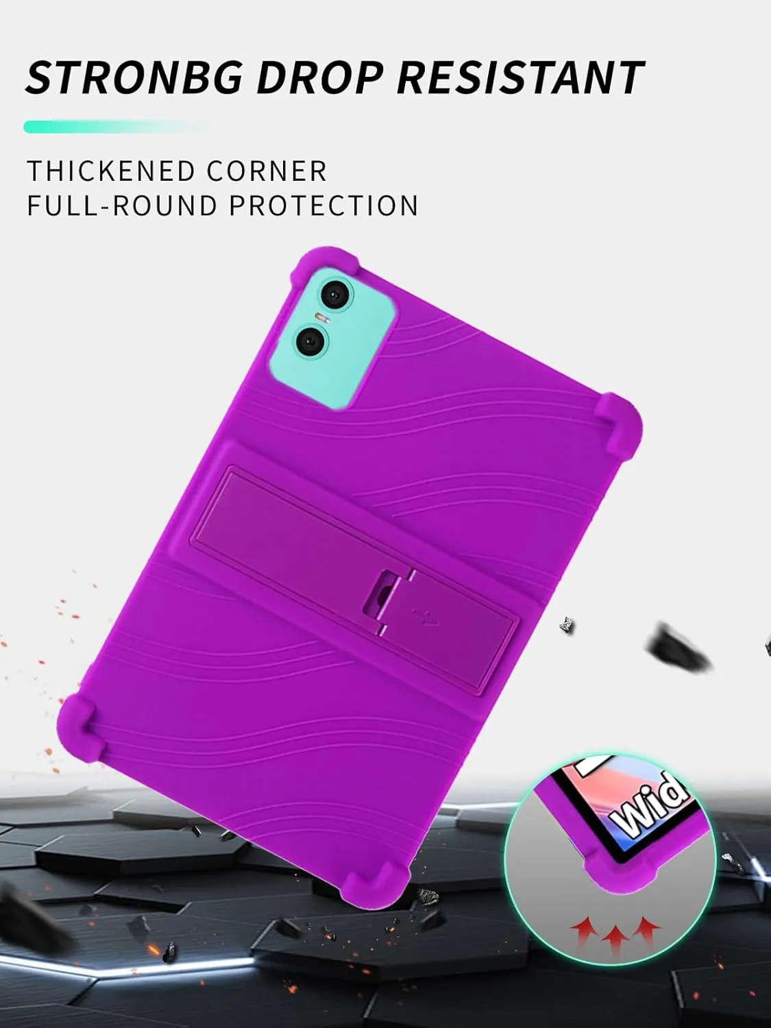 Case for Teclast P30/P30T Android 14 Tablets, 10 Inch Tablet 2024- Soft Silicone Shock Proof Lightweight Stand Rubber Shell Protective Cover,Kids Friendly Soft Silicone Adjustable Stand Cover,Purple