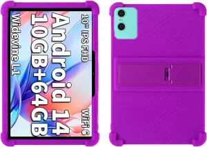 Case for Teclast P30/P30T Android 14 Tablets, 10 Inch Tablet 2024- Soft Silicone Shock Proof Lightweight Stand Rubber Shell Protective Cover,Kids Friendly Soft Silicone Adjustable Stand Cover,Purple