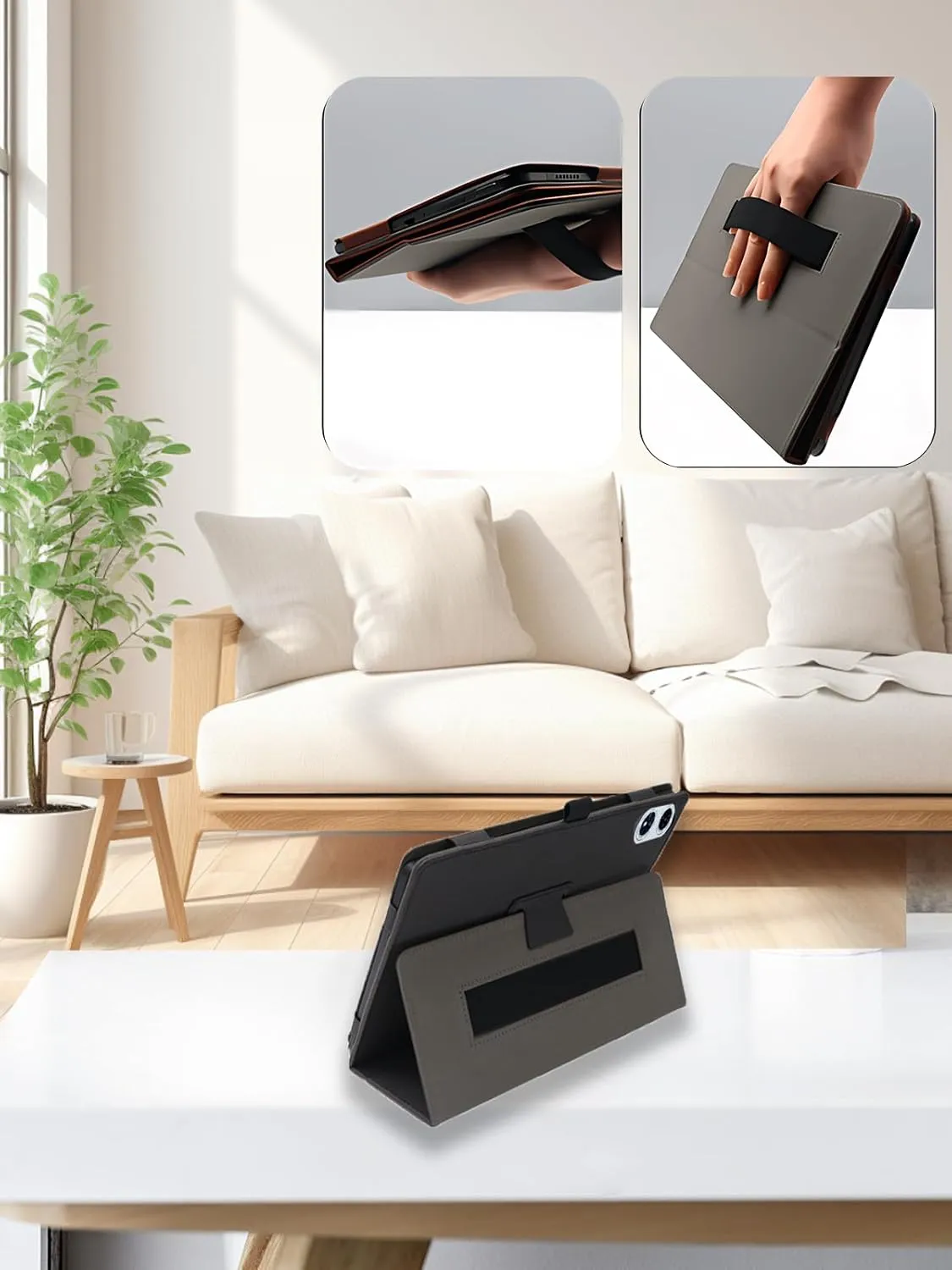 Case for TECLAST T60 Plus Tablet 12 inch,Folding Stand Protective,BOVUGAC Case Cover for T60Plus Tablet with Pencil Holder,Wrist Strap,Full Protection,Premium PU,Scratch Resistant(Black)