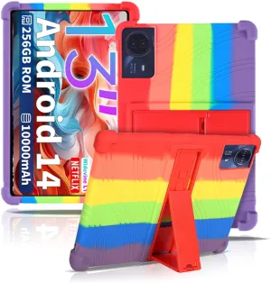 Case for TECLAST T65Max Tablet 13inch,NOUKAJU Tablet Protection Case,Adjustable Bracket,Soft Silicone,Silicone Protection Cover for TECLAST T65Max(Rainbow)
