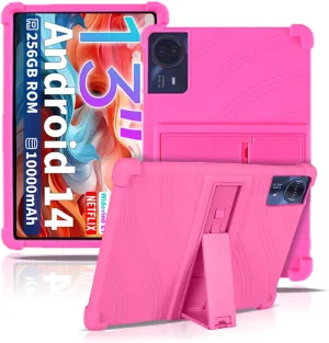 Case for TECLAST T65Max Tablet 13inch,NOUKAJU Tablet Protection Case,Adjustable Bracket,Soft Silicone,Silicone Protection Cover for TECLAST T65Max(Rose-Red)
